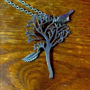 Tree of Life Necklace with Bird and Feather